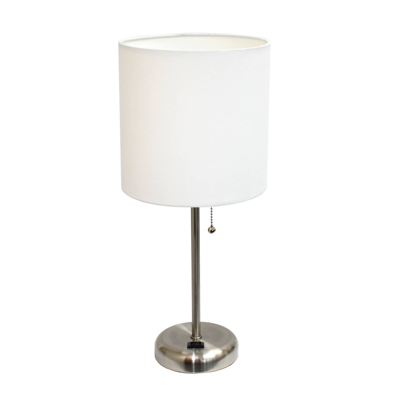 LimeLights 19.5&#x22; Stick Lamp with Charging Outlet and Fabric Shade